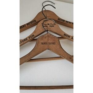 Lot of 3 Wooden Vintage Hangers With Advertising Fla & Va